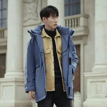  Xiaomi 90 Men Fashion Embroidered hooded down jacket 90% white duck down Level 4 waterproof Winter 