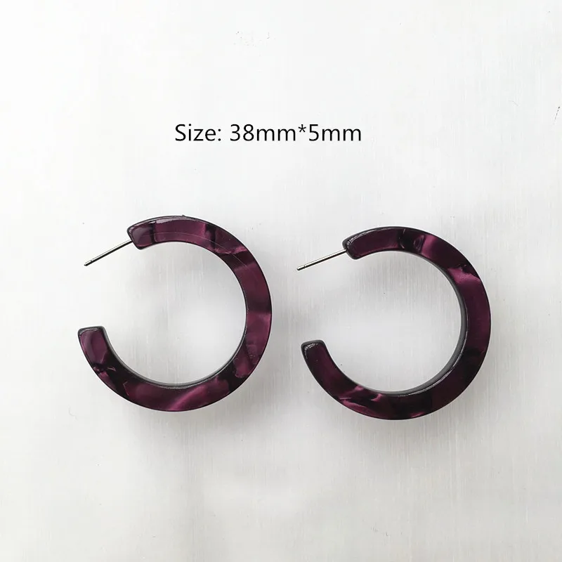 Small size 14 UJBOX 22 цвета Высокое качество ацетатные серьги женские леопардовые цветные розовый зеленый желтый красный синий уксусная кислота серьги-кольца - Окраска металла: Small size 14