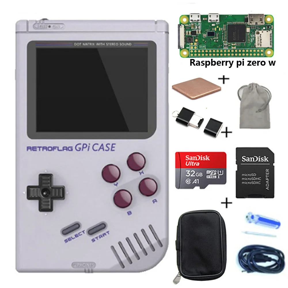 Kit E Retroflag GPi Чехол комплект с 32G Micro SD карты радиатор для Raspberry Pi Zero/Zero W - Цвет: Kit E