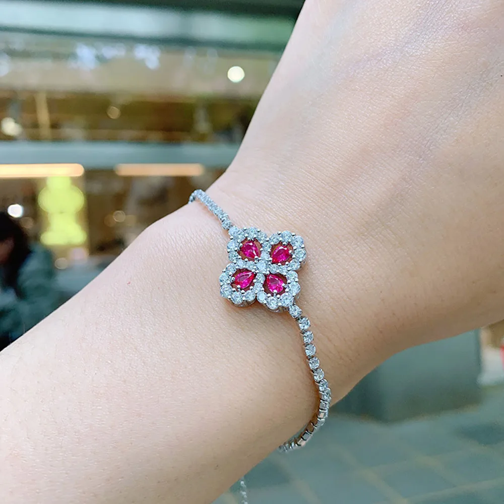 Bracelet Femme Acier Inoxydable Parure Bijoux Trèfle Feuilles