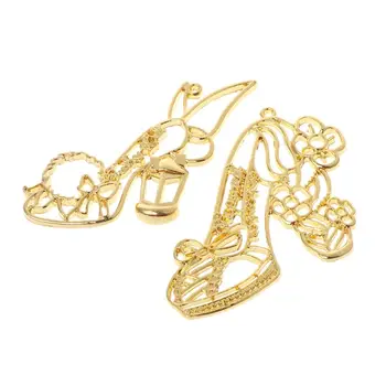 

10 Pcs/Set DIY Epoxy Resin High Heel Shape Frame Metal Jewelry Necklace Pendant Earrings Findings UV Resin Crafts Handmade