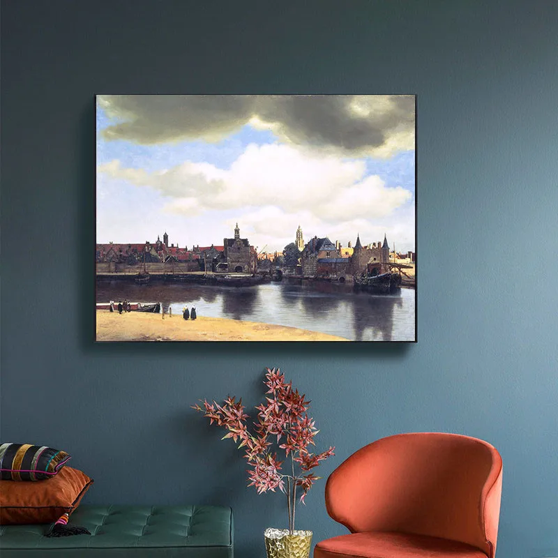 Знаменитая картина маслом пейзаж Delft окрашенный Vermeer принты на холсте