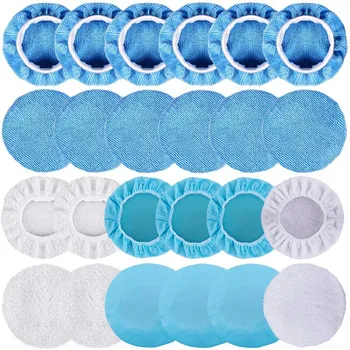 

NEW-24Pcs Polishing Bonnet Pads Microfiber Car Polishing Waxing Bonnet Non-Woven Buffing Pad Cotton Bonnet for Car Polisher
