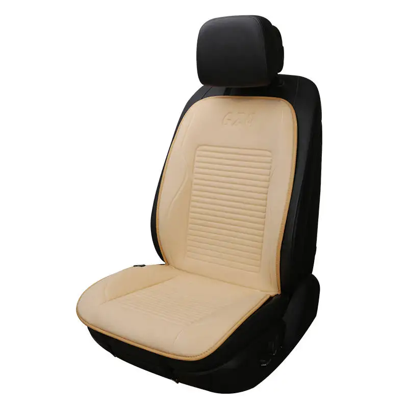 beige A front 1pcs 1 шт. сиденье 12 в зимнее автомобильное сиденье с электроподогревом автомобильное короткое плюшевое одно и двойное автомобильное сиденье Подушка отопления и тепла - Название цвета: beige A front 1pcs