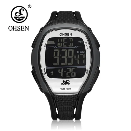 Черный Новинка OHSEN модные цифровые часы для мужчин водонепроницаемые мужские военные наручные часы с будильником и секундомером спортивные часы Orologio Uomo Relogios - Цвет: Черный
