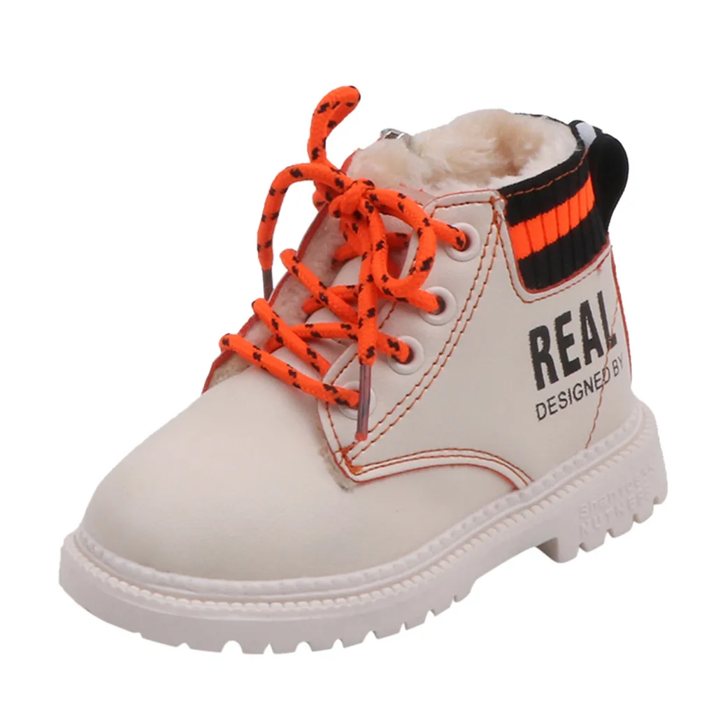 Зимние теплые короткие бархатные ботинки для маленьких девочек и мальчиков; обувь для отдыха на шнуровке; детская обувь; Sapato Infantil