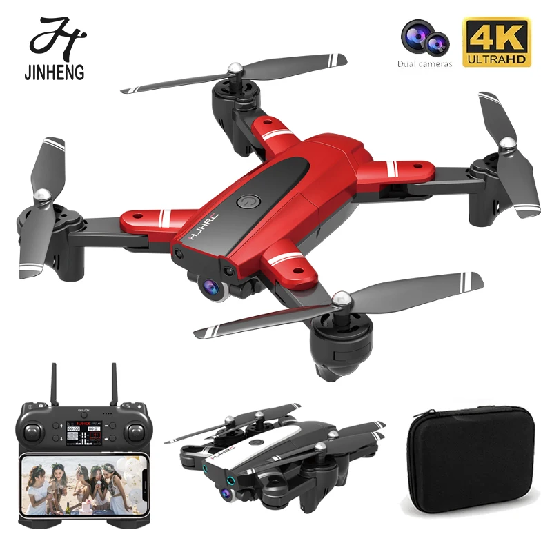 JINHENG-Dron 4k Profesional Dual HD con cámara plegable Quadcopter flujo óptico gran angular RC helicóptero FPV WiFi juguete para niños