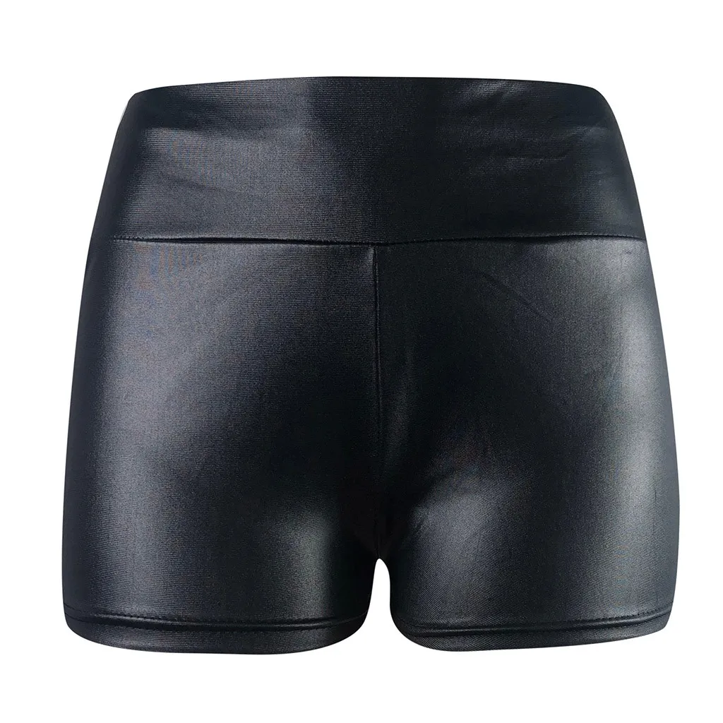 Sexy Women PU Shorts High Waist Summer Black Push Up Sports Sweatpants Leather Shorts Gym Running Fashion Shorts#BL35