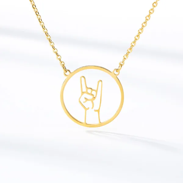 Серебряное ожерелье для женщин Bijoux Femme из нержавеющей стали Peace Crossing Sign language ожерелье s Jewelry Collares De Moda - Окраска металла: hn004-1