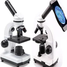 40X-1600X биологический монокулярный микроскоп с подсветкой биомикроскоп школьная лаборатория с 2X релейный объектив для смартфона адаптер
