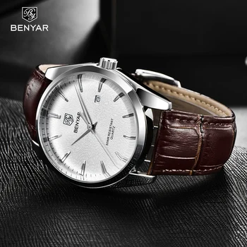 BENYAR Fashion Mens Watches Top Brand Luxury Military Quartz Watch Leather Waterproof Sport Watch Men Clocks reloj hombre 2022 1