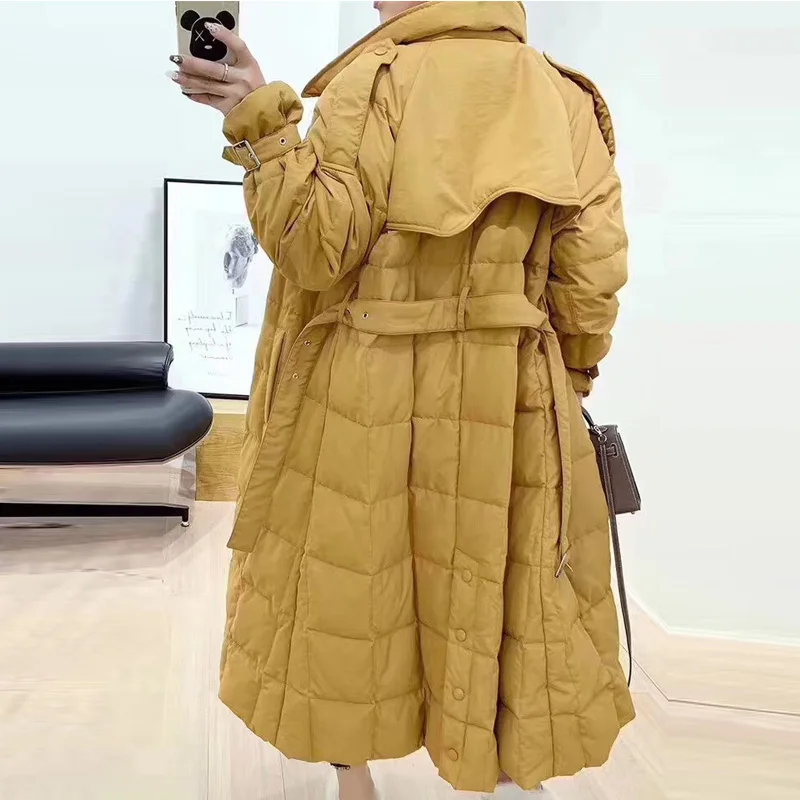 Beste Ynzzu Elegante Lange Stijl 2019 Herfst Winter Vrouwen Donsjack Effen Koreaanse 90% Witte Eendendons Jassen Vrouwelijke Geul jas A1160