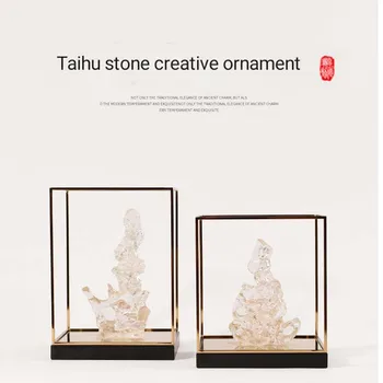 

YILUNXI Modern New style transparent Taihu stone decoration sales office hotel soft porch metal Zen resin resin stone decor