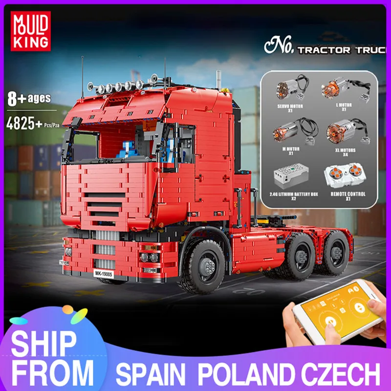 Автомобильные игрушки MOULD KING высокотехнологичные MOC-2475 набор с прицепом и тягачом