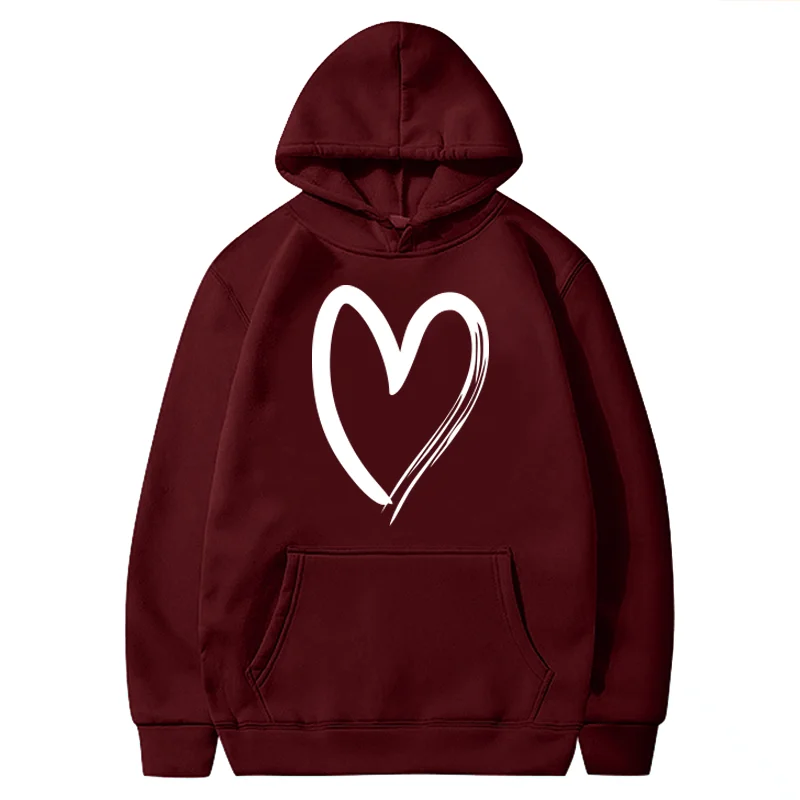 

Heart Printing Hoodies Women Graphic Autumn Winter Harajuku Hooded Sweatshirt with Pocket Fashion Long Sleeve Pullovers Femme