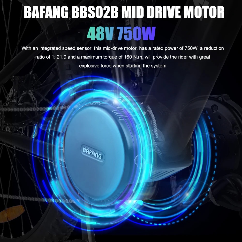 Комплект для преобразования двигателя Bafang BBS02B 48 В 750 Вт средний приводной