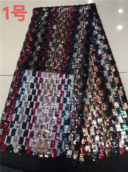 

Popular party French tulle lace fabric with sequins lace African net lace textile for dress PDN588(5yards/lot) multi color