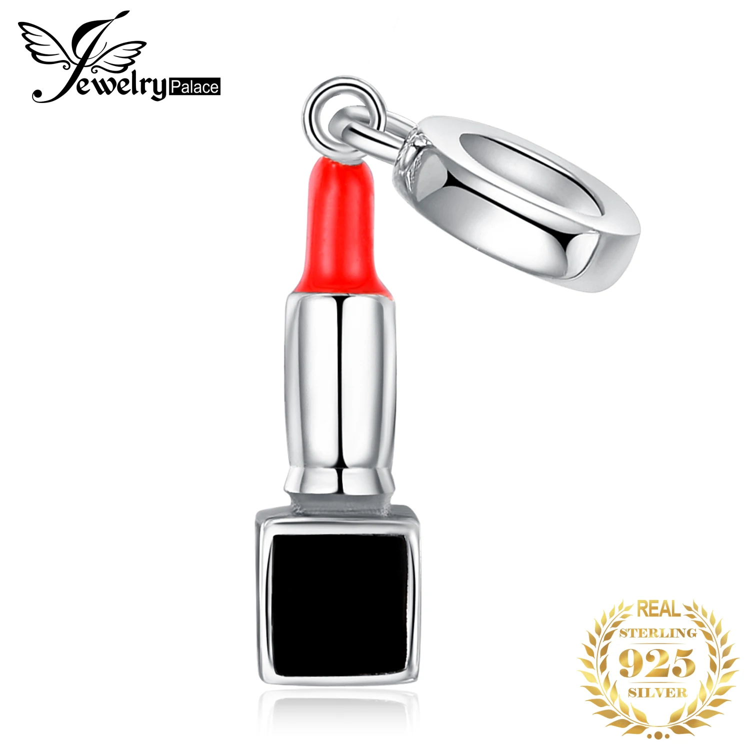 

JewelryPalace Vintage Red Enamel Lipstick Dangle Bead Charm Fit Bracelet 925 Sterling Silver Fashion DIY Bead Charm New