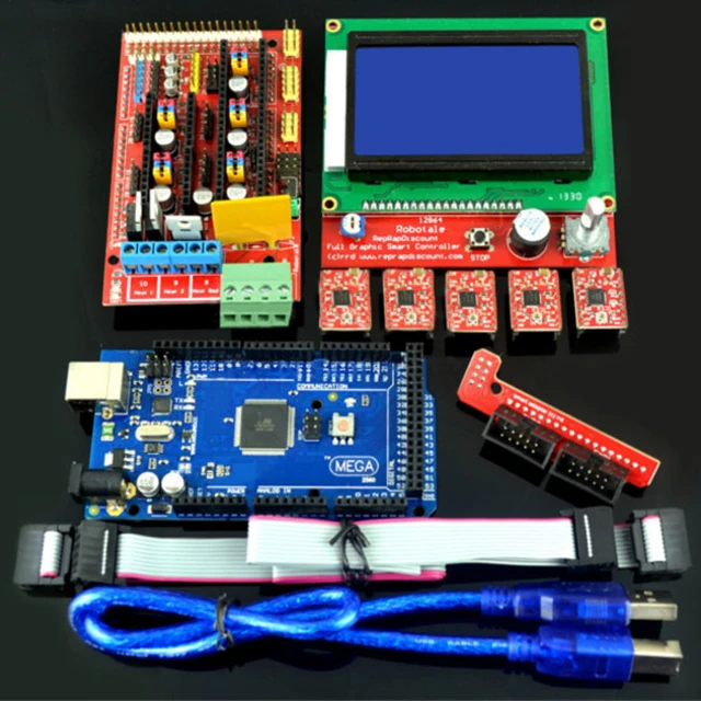 

A2-Ramps 1.4+12864 LCD Controller+Mega 2560+5PCS Red A4988 Stepper Motor Driver Free Shipping