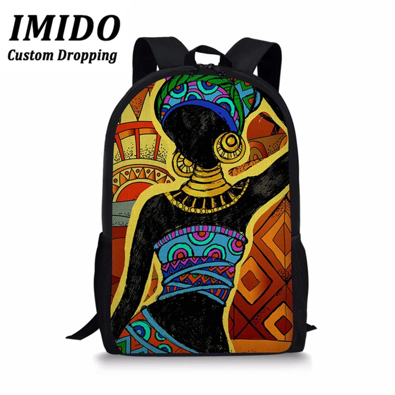 IMIDO, школьные сумки для девочек, черные, для девочек, волшебная, африканская печать, школьные сумки, школьные сумки/школьная сумка, Cartable Enfant, ранец - Цвет: WLL3052C