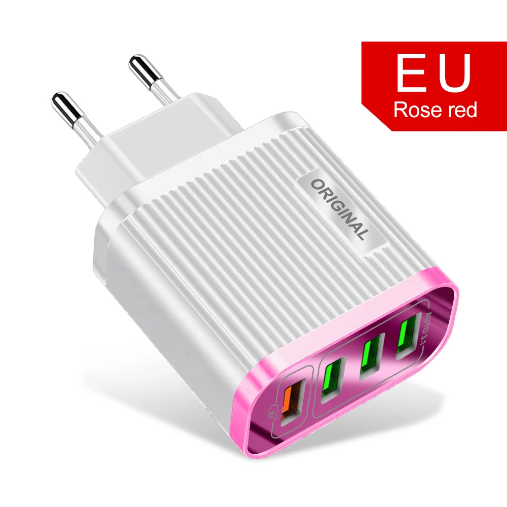 Rose Универсальное USB зарядное устройство для телефона, 4 порта, быстрая зарядка 3,0 4,0 адаптер питания для быстрой зарядки для iPhone 11, Xiaomi, huawei, зарядное устройство для путешествий - Тип штекера: Rose