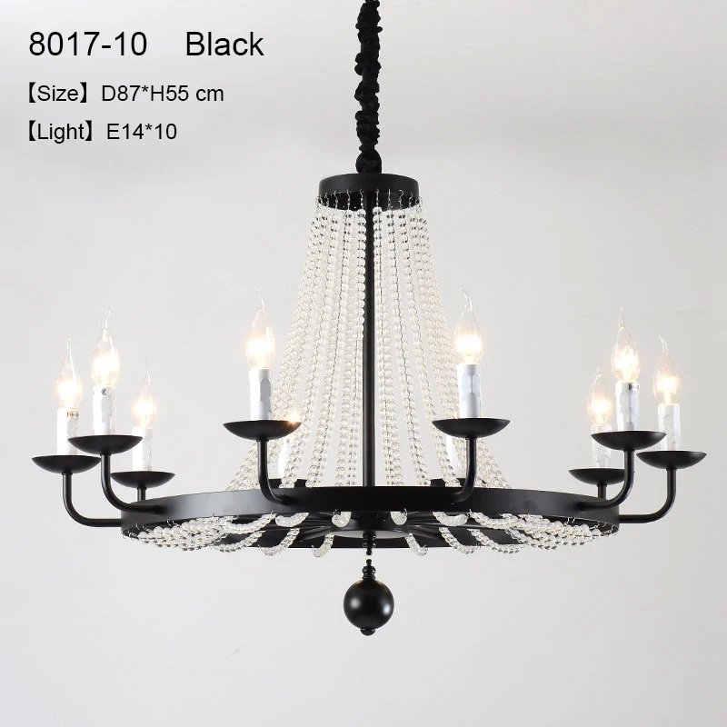 Винтажный светодиодный светильник с кристаллами, черный промышленный светильник для кухни, столовой, гостиной, светильник в скандинавском стиле, в стиле арт-деко, для спальни, plafon dorado - Цвет абажура: 10lights-B