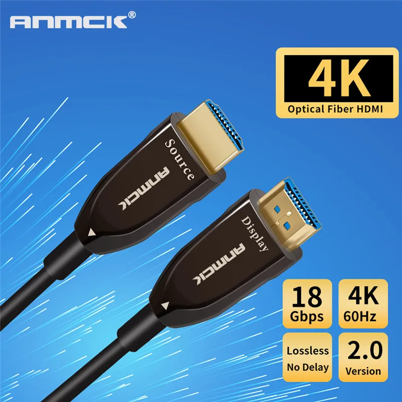Оптоволоконный кабель Anmck HDMI 2 0 4K 60 Гц с поддержкой ARC 3D HDR 18 Гбит/с штырь для HD ТВ