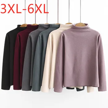 

New 2020 autumn winter ladies plus size basic tops for women large long sleeve slim elastic velvet T-shirt 3XL 4XL 5XL 6XL