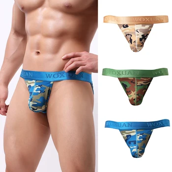 

3 Pieces Set Men Camo G-string Pouch Jockstrap Thong Briefs Short Underwear Gay Underwear Tangas Hombre Men's Lingerie