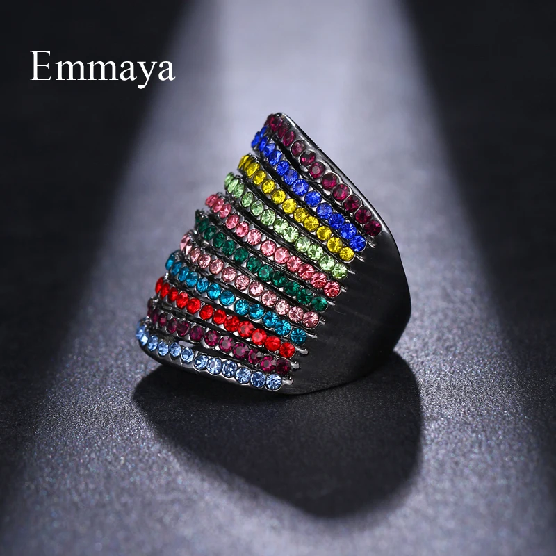 Emmaya, гениальный дизайн, Кристальный Радужный цвет, постепенное изменение, посеребренное, новейшее, Крутое кольцо для женщин, модное, эффектное