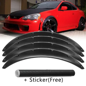 

4Pcs Universal Car Fender Flares Arch Wheel Eyebrow Auto Mudguard Lip Body Kit Eyebrow Protector Cover Mud Guard +150cm Sticker