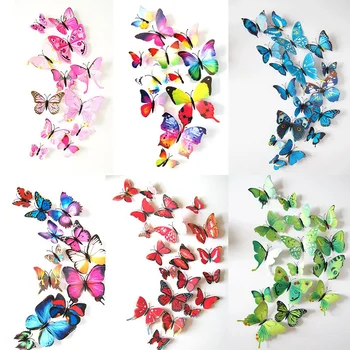 

New 12pcs 3D Butterfly Wall Sticker Beautiful Butterflie Art Decal Home Stickers Room Decoration Wedding Birthday Party Supplies