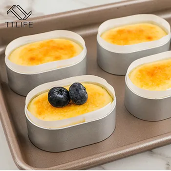

10pcs+100pcs Semi-cooked Cheese Aluminum Mold Cheese Cake Mold and Cheese Edge Release Paper Cake Decoration Bakery Tools Set
