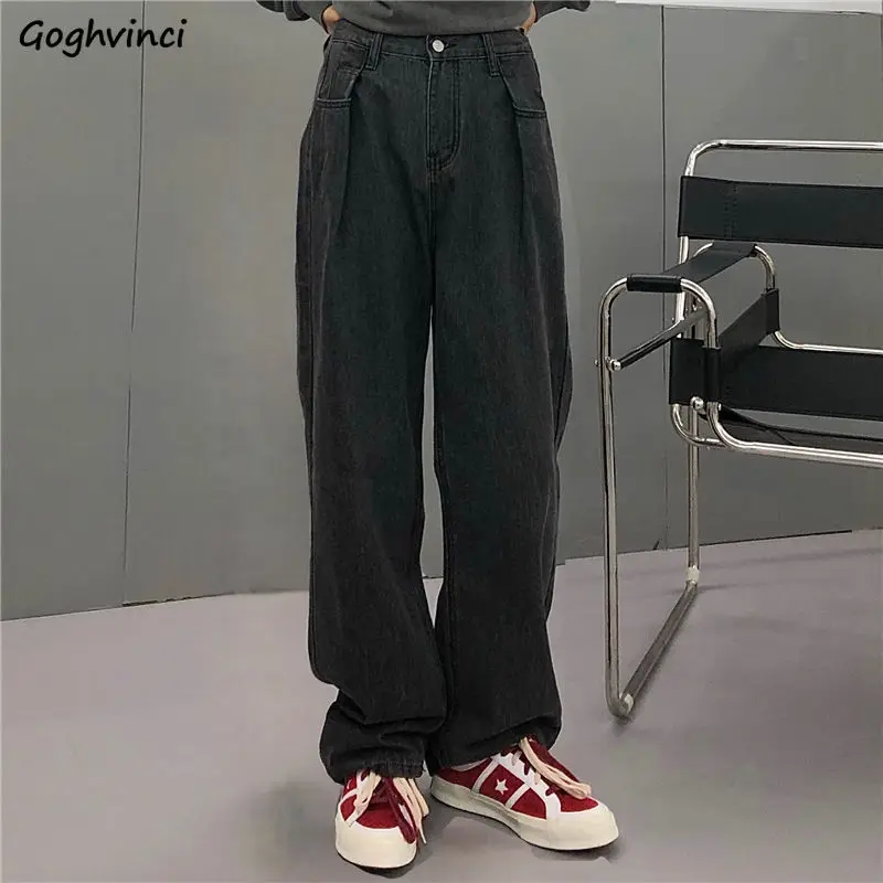 

Jeans Women Full-length High Waist Wide Leg Trousers Simple Streetwear Casual Fashion Harajuku Basic Classic Loose College Ins