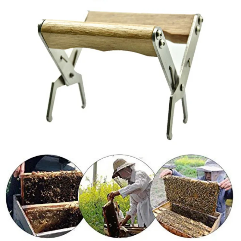 

Wooden Handle Stainless Steel Beehive Frame Grip Holder Frame Gripper Beekeeping Tools Frame Holder for Beekeeper Supplies
