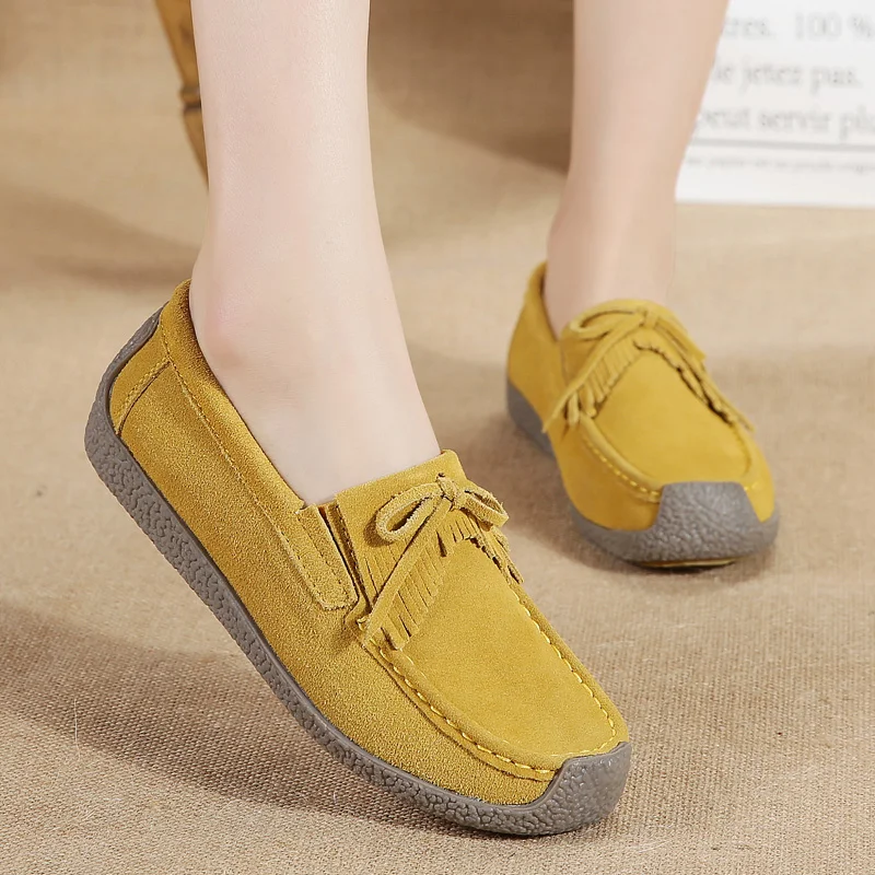 tassel genuine leather shoes women italian fashion vulcanized loafers elegant dress ladies casual flats driving lady moccasins (43)