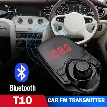 

Bluetooth T10 2.1A Universal Car Charger FM Transmitter Handsfree Audio MP3 Player TF Card Stereo Music Voltage Detection