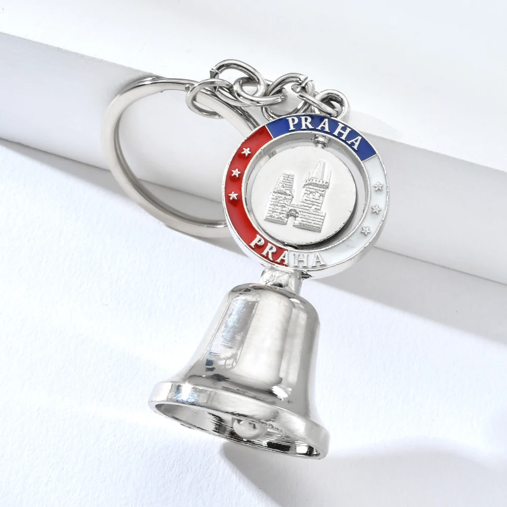 Creative Bell Pendants Keychain Travel Crafts Praha Souvenir Keryrings For Women Bag Cool Keychains For Men