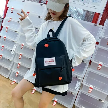 

Large Waterproof Backpack Capacity Solid Color New Nylon Casual Backpack Preppy Style Ladies Shoulder School Bag #814