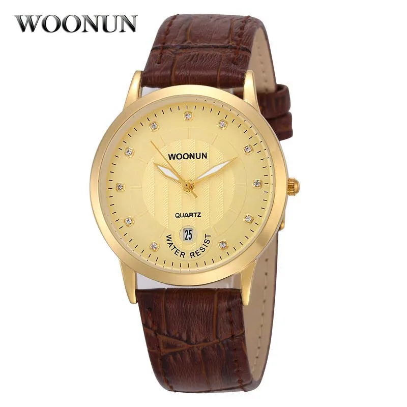 Orologi Da Uomo Woonun Orologio Al Quarzo Di Lusso Delle Migliori Marche Con Diamanti Orologi Ultra Sottili Cinturino In Pelle Herenhorloge Uhren Relo