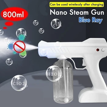 

10W Cordless Nano Steam Blue Light Spray Disinfection Portable Sprayer Gun 800ML Household USB Chargable Wireless Sprayer