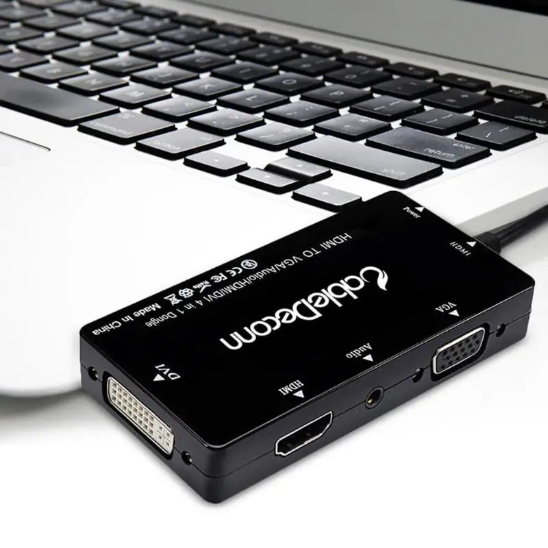 Кабель 4 в 1 конвертер дисплея Micro USB к HDMI VGA DVI HD ТВ порт HDMI 1,2 черный 5.91in