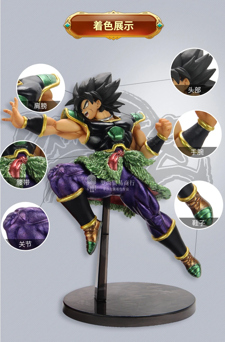 Dragon Ball Broli 25 см супер конечный воин, черные волосы, чистый ручной работы, металлическая раскраска, пейзаж, экшн-игрушка, фигурки, рождественский подарок