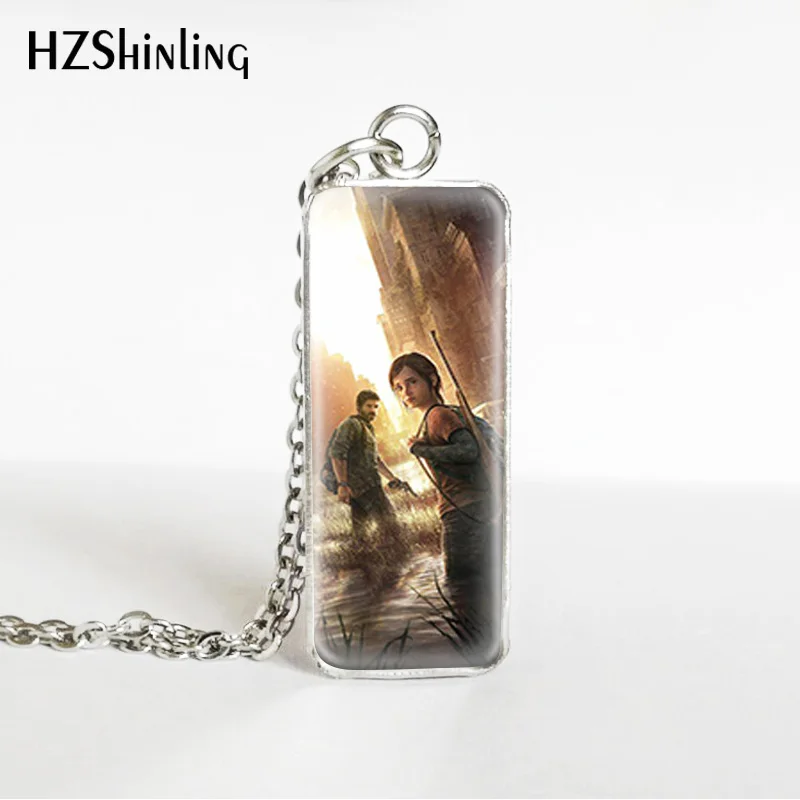 2 HZSHINLING последняя из нас игра прямоугольный из нержавеющей стали стеклянные подвески серебряные ювелирные изделия оптом - Окраска металла: 2