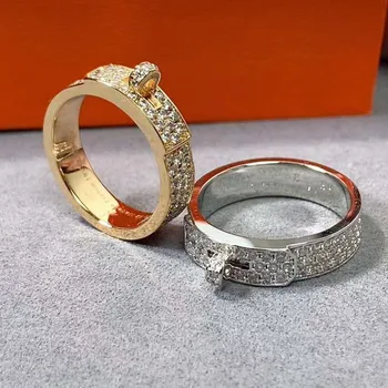 

Top Quality Hot Brand Full Stone Rings Women Pure Sterling Silver Pave Shinny Synthetic Diamond Stone Elegant Bijoux Women Gifts