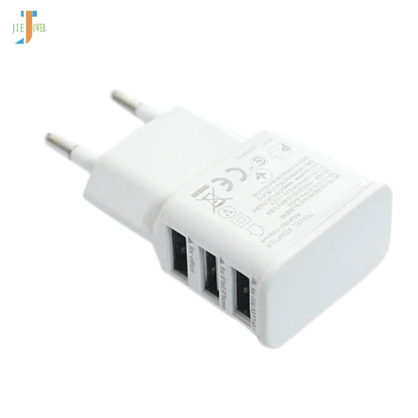 100 шт./лот адаптер 2A 5 в USB 3 порта ЕС штекер кабель для настенного зарядника для IPhone 8 htc samsung Galaxy S5 S4 Note3 Note4 мобильный телефон
