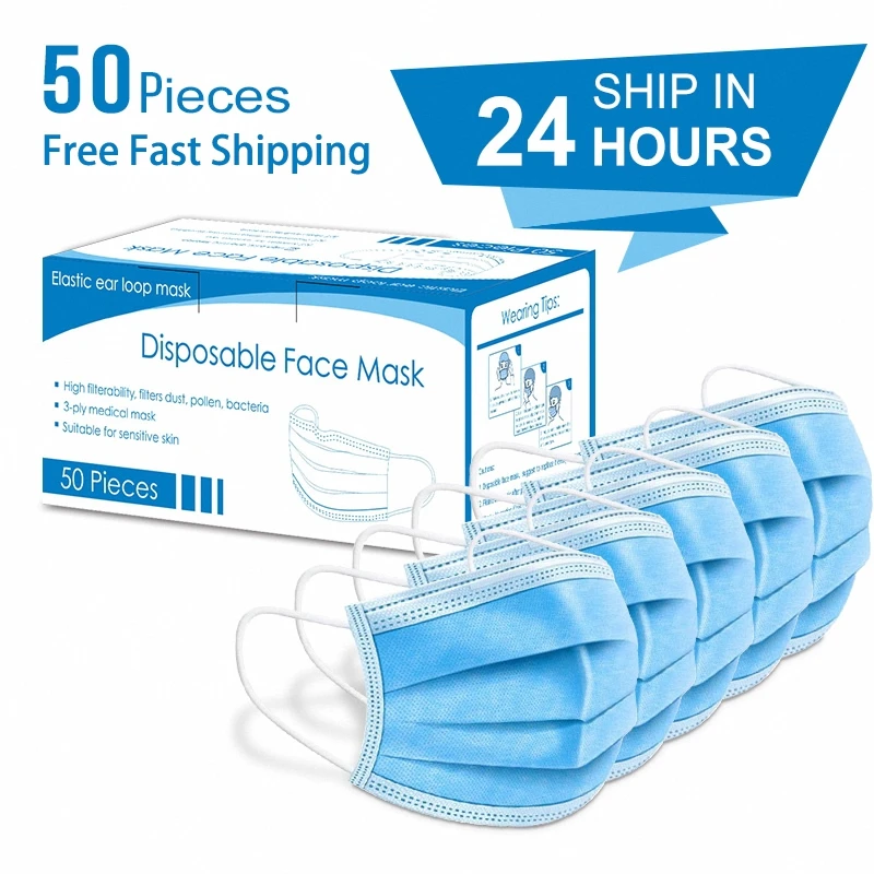 

3 Layer Non-woven Dust Face Mask Thickened Disposable Mouth Mask Dust Filter Safety Pm2.5 Masks Mascarillas