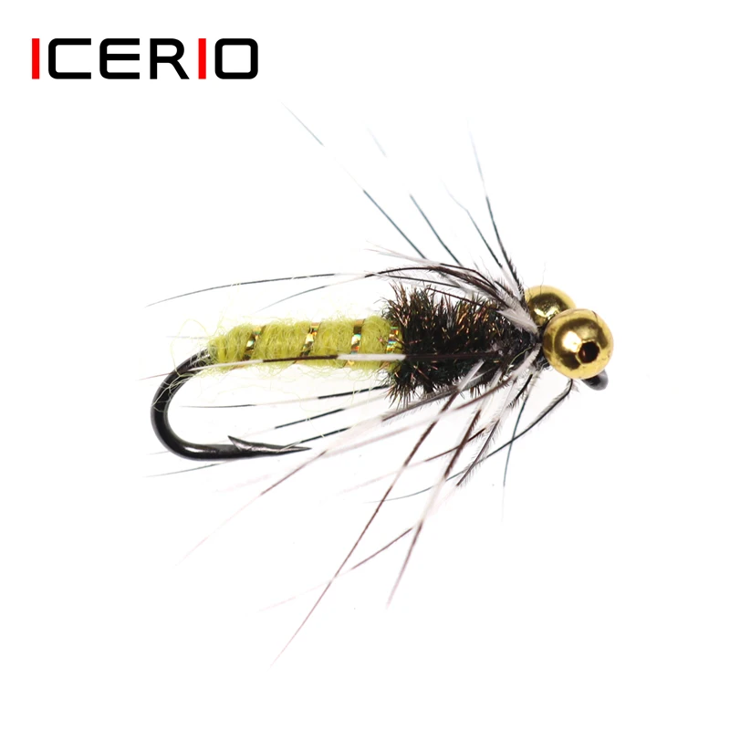 

ICERIO 6PCS Bead Chain Eyes Deepwater Wet Flies Nymph Tying Hook Trout Fishing Fly Lure Bait 10#