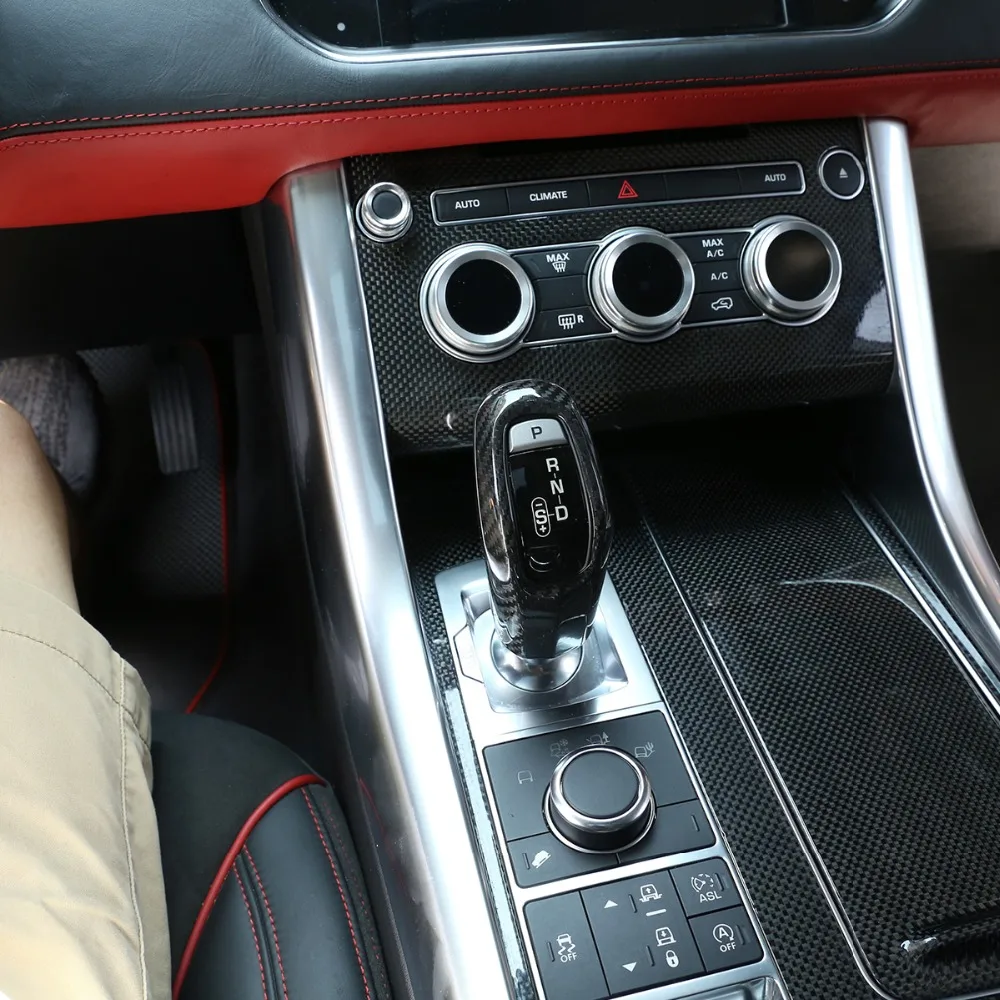 Реальные углеродного волокна для Range Rover Sport- год автомобильный Шестерни сдвиг голова Накладка для Jaguar E-PACE аксессуары