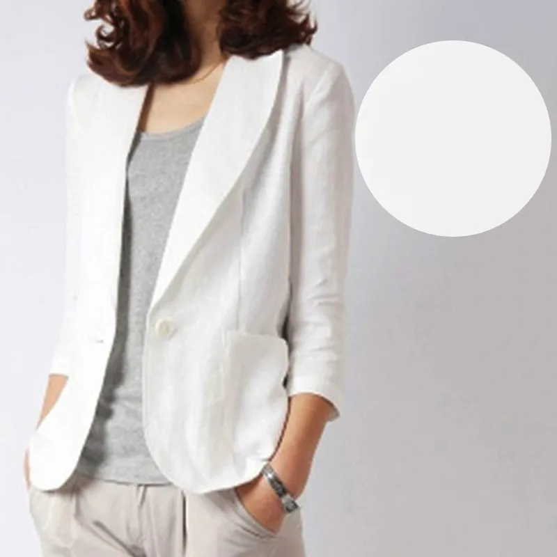

Linen Small Suit Jacket Women's Summer Thin 2020 New Korean-Style Casual Cotton and Linen White Blazer Women Blazers and Jackets